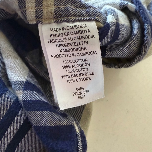 Legendary Whitetails Buck Camp Navy & Cream Plaid Flannel Shirt Mens XLT TALL - Picture 8 of 8